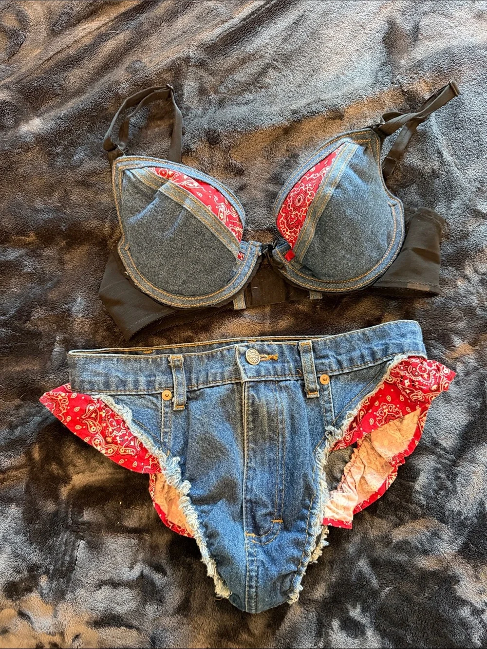 Denim & Red Bandana Bikini Set & or Women's Intimates